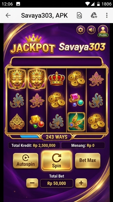 Tangkapan layar antarmuka pengguna aplikasi di savaya303.